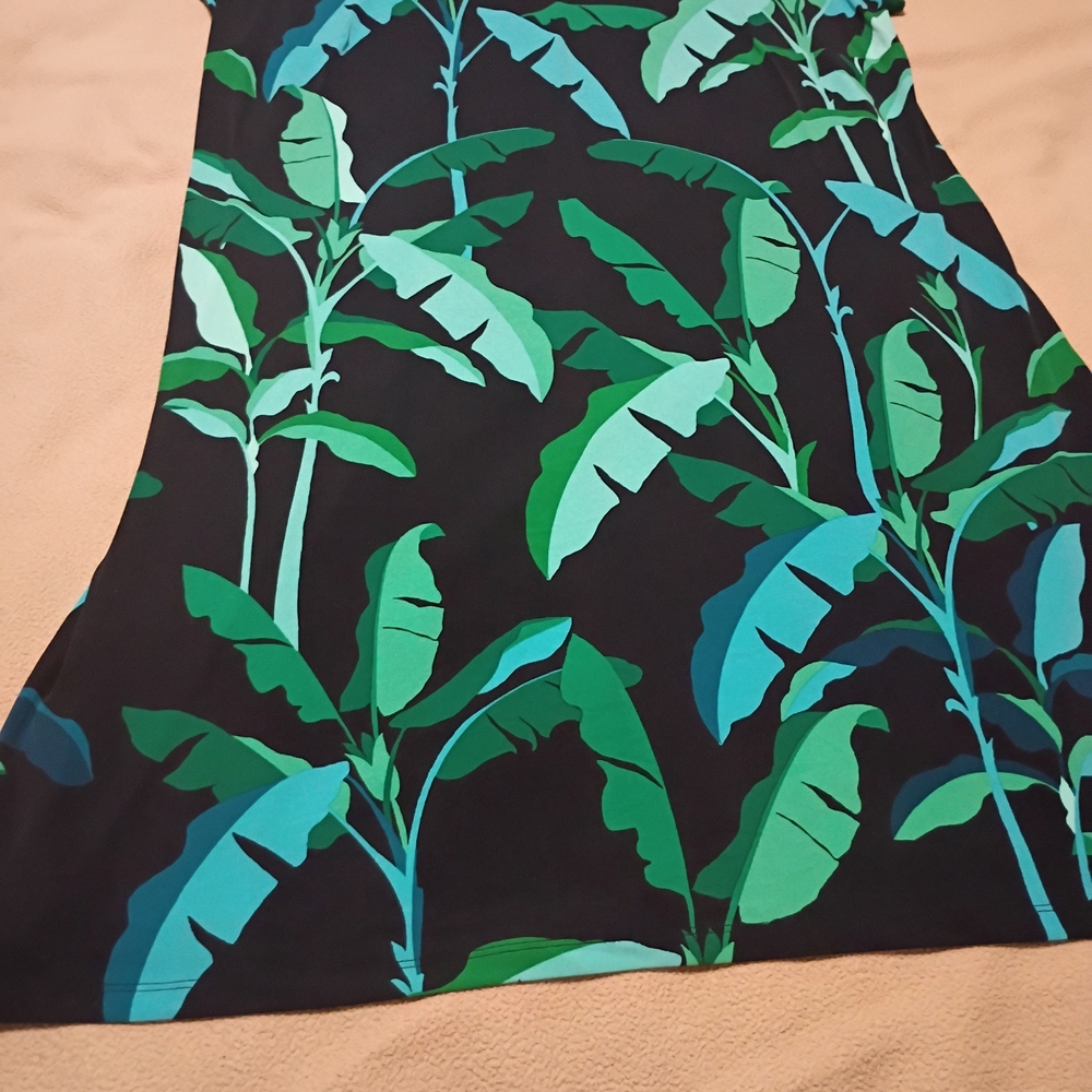 Tommy Hilfiger Black Maxi Dress with Green & Teal Tropical Print